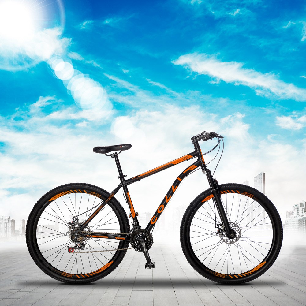Bicicleta Athena Aro 29 Aço 21v Suspensão Dianteira Freio Mecânico Preto Laranja Neon - Colli Bike