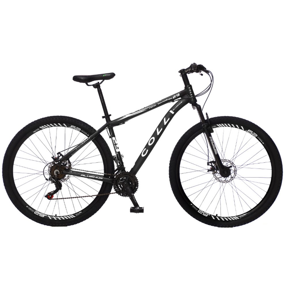 Bicicleta MTB Aro 29 Alumínio 21 Marchas Câmbios Shimano Freio Mecânico Preto Fosco - Colli Bike