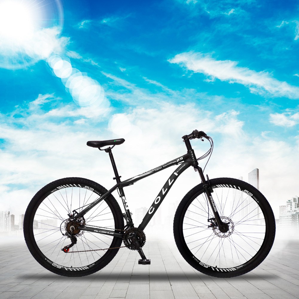 Bicicleta MTB Aro 29 Alumínio 21 Marchas Câmbios Shimano Freio Mecânico Preto Fosco - Colli Bike