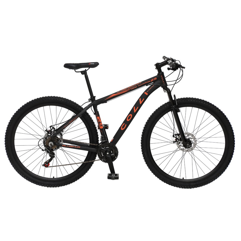 Bicicleta MTB Aro 29 Alumínio 21 Marchas Câmbios Shimano Freio Mecânico Preto Laranja - Colli Bike