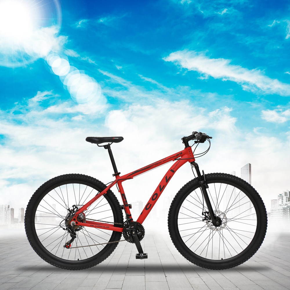 Bicicleta MTB Aro 29 Alumínio 21 Marchas Câmbios Shimano Freio Mecânico Vermelho Fosco - Colli Bike