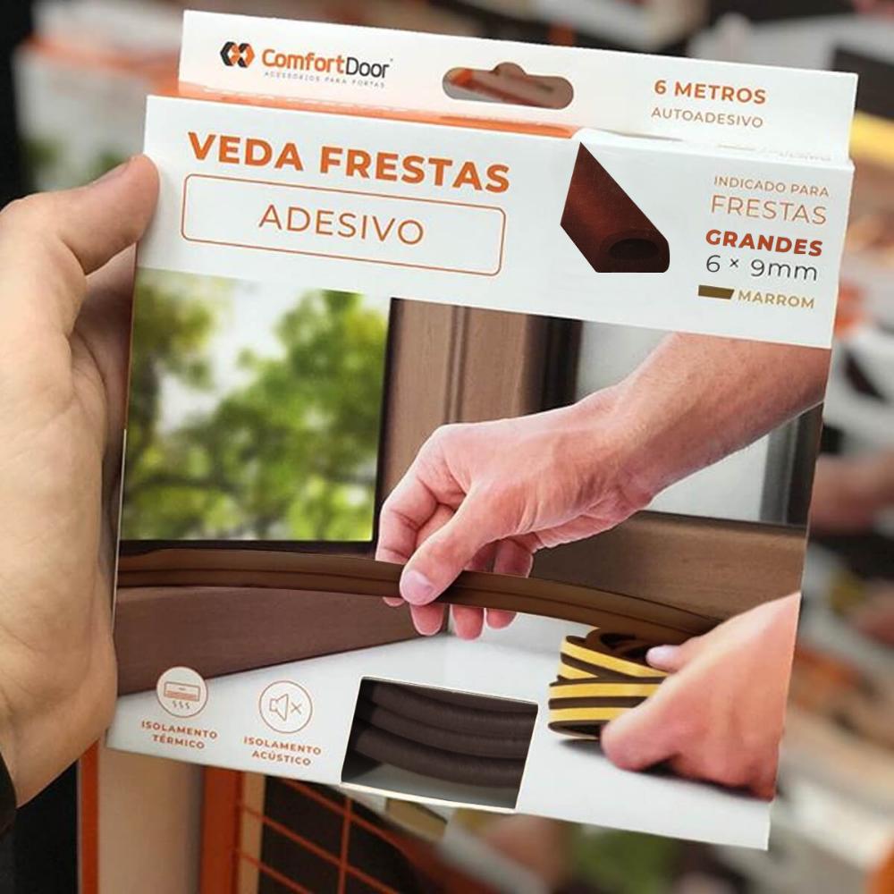 4 Fita Veda Fresta Janela Comfort Door Borracha Adesivo Veda Frestas 6mm