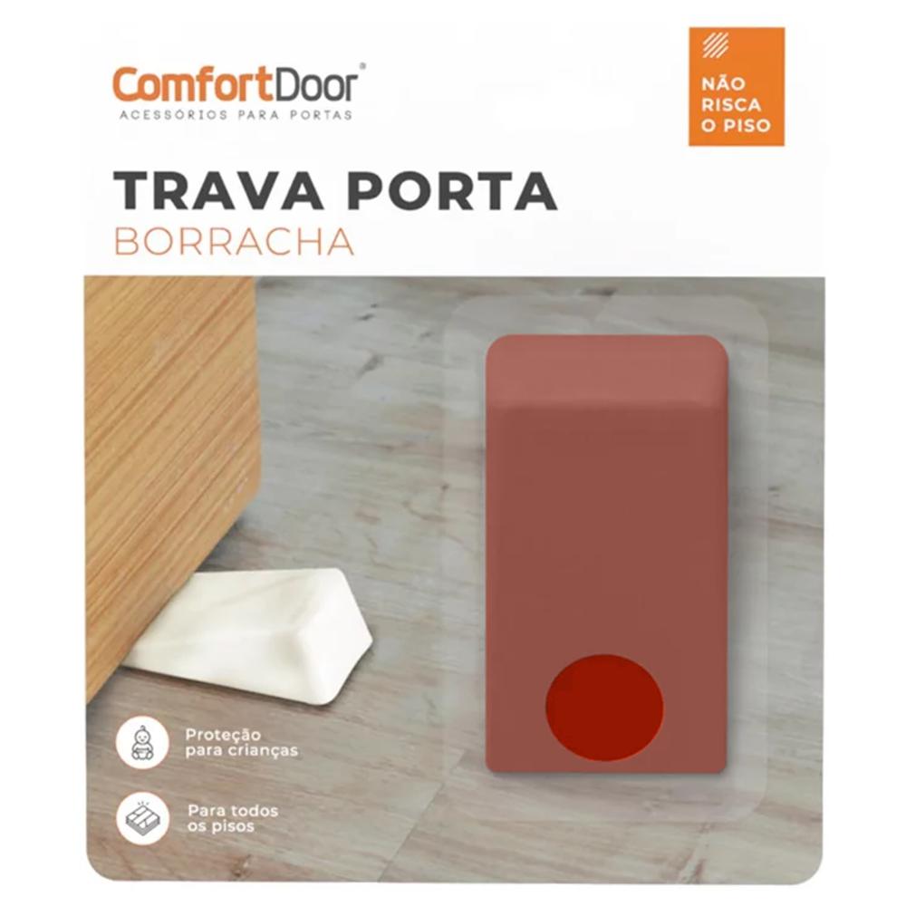 Kit 4 Calços Aparadores De Portas Comfortdoor Trava Porta De Borracha Laranja