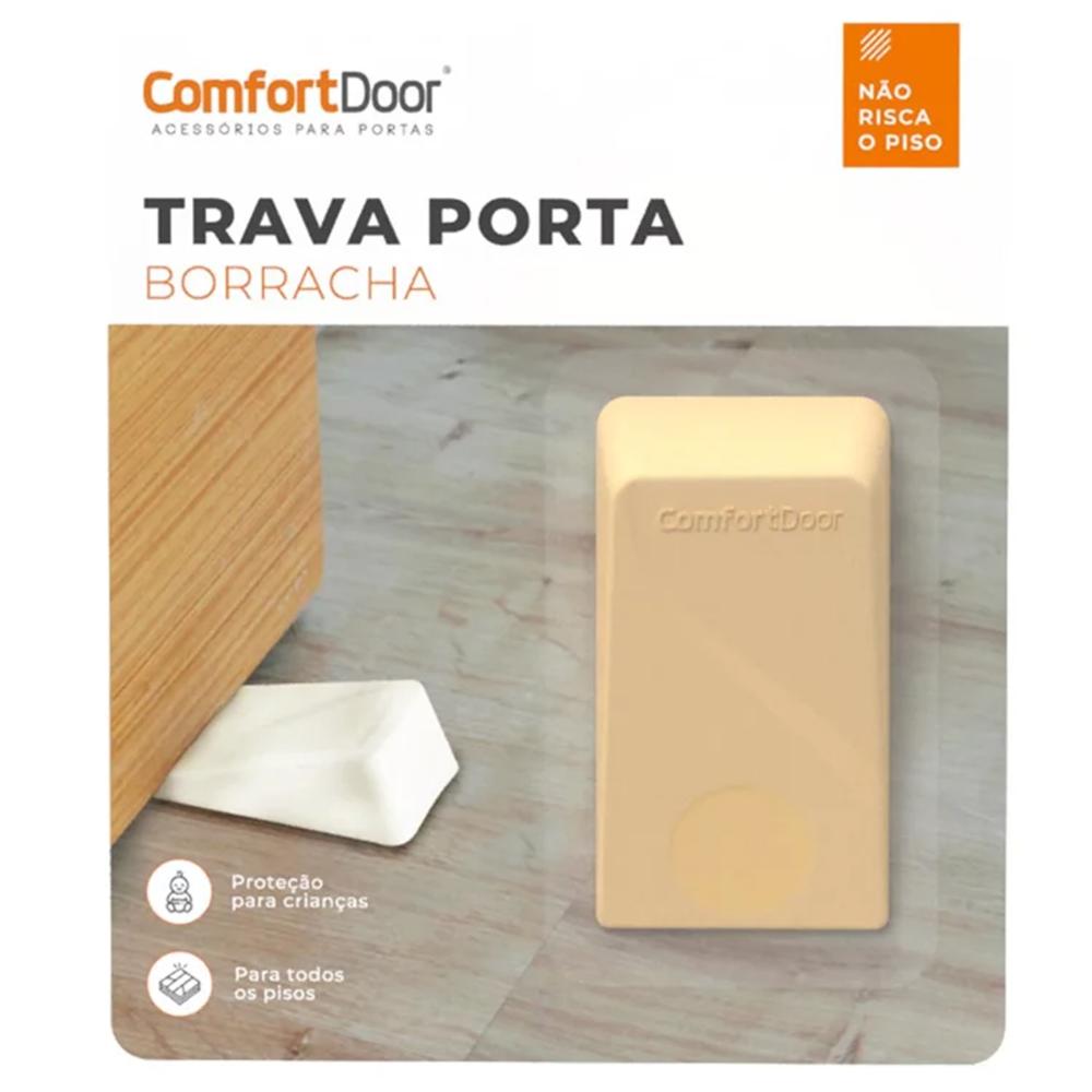 Kit 4 Calços Aparadores De Portas Comfortdoor Trava Porta De Borracha Marrom Claro