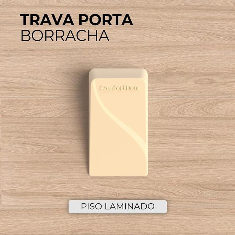Kit 4 Calços Aparadores De Portas Comfortdoor Trava Porta De Borracha Marrom Claro