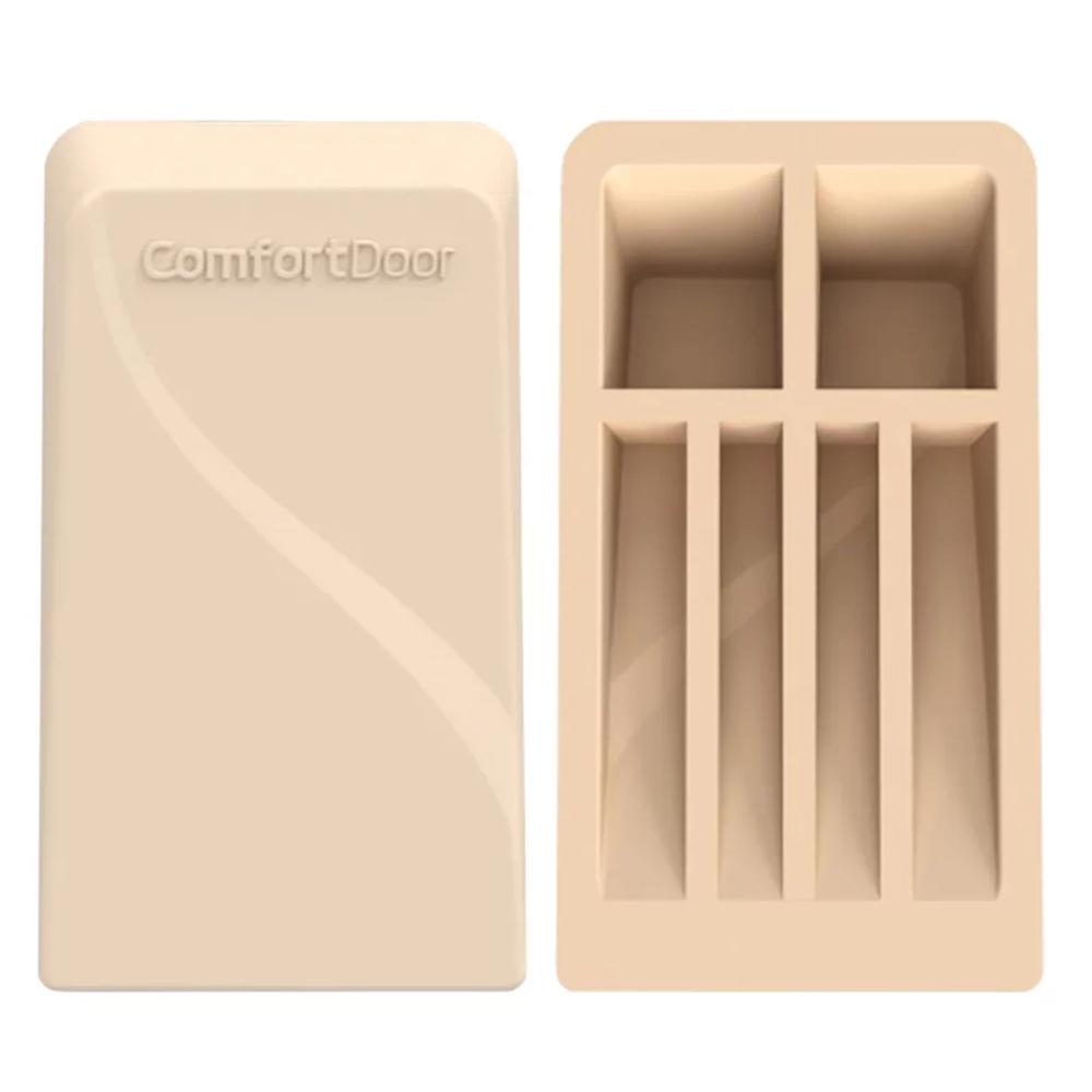 Kit 4 Calços Aparadores De Portas Comfortdoor Trava Porta De Borracha Marrom Claro