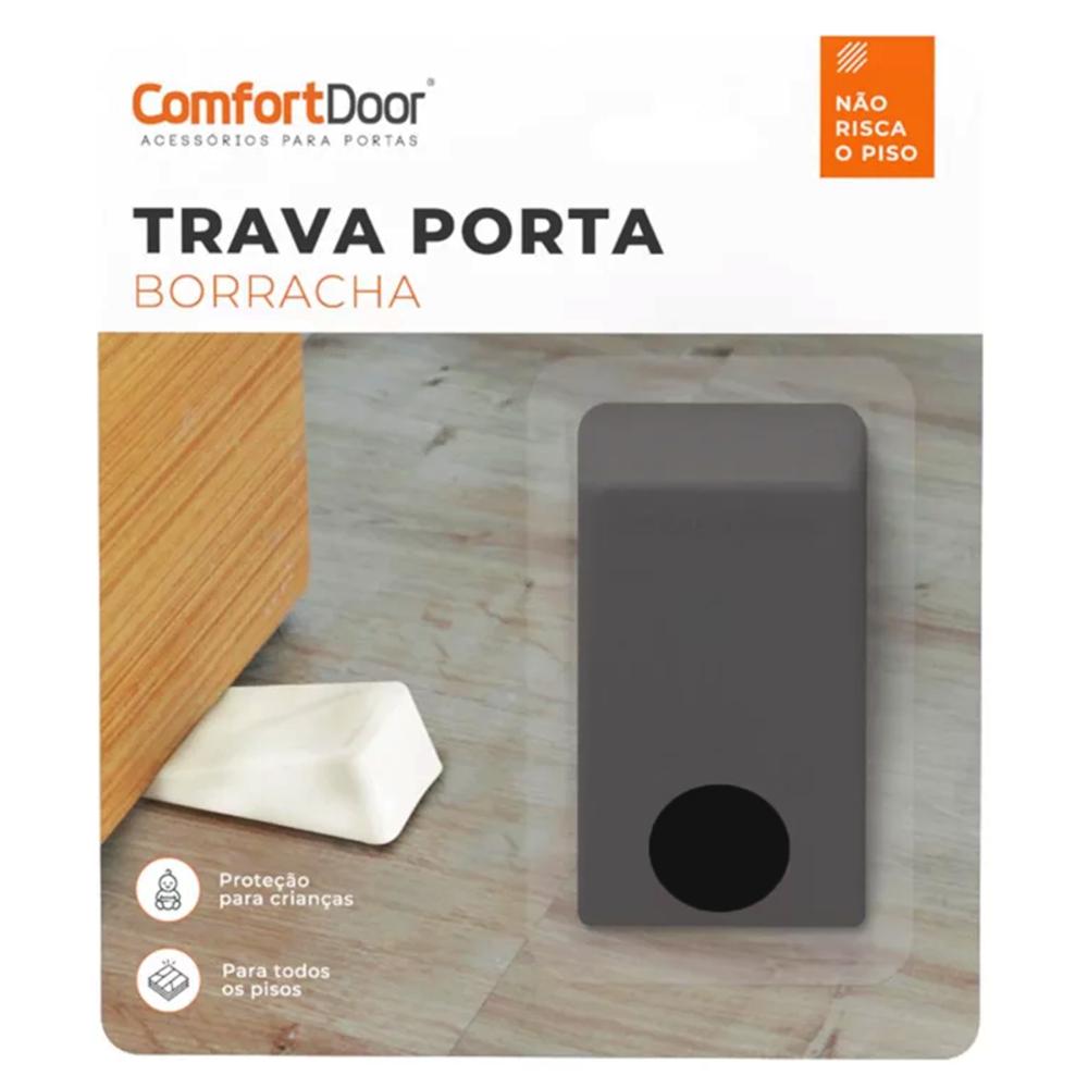 Kit 4 Calços Aparadores De Portas Comfortdoor Trava Porta De Borracha Preto