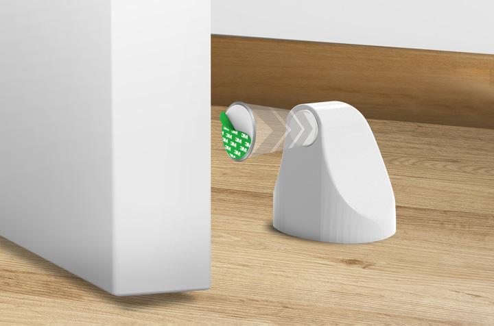 Trava Porta Magnético marrom claro comfort door imã super poderoso e adesivo 3m ideal para pisos 