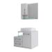 Conjunto de Gabinete de Banheiro com Cuba Aria 41 e Espelheira Wood 2 PT 2 GV Branco