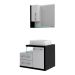 Conjunto de Gabinete de Banheiro com Cuba Aria 41 e Espelheira Wood 2 PT 2 GV Branco e Preto