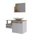 Conjunto de Gabinete de Banheiro com Cuba L38 e Espelheira Wood 2 PT 1 GV Branco e Carvalho
