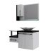 Conjunto de Gabinete de Banheiro com Cuba L38 e Espelheira Wood 3 PT 1 GV Branco e Preto