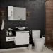 Conjunto de Gabinete de Banheiro com Cuba L38 e Espelheira Wood 3 PT 1 GV Branco e Preto