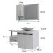 Conjunto de Gabinete de Banheiro com Cuba L38 e Espelheira Wood 3 PT 1 GV Branco e Snow