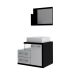 Conjunto de Gabinete de Banheiro com Cuba Q39 e Espelheira Wood 1 PT 2 GV Branco e Preto