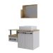 Conjunto de Gabinete de Banheiro com Cuba Q39 e Espelheira Wood 2 PT 1 GV Branco e Carvalho