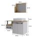 Conjunto de Gabinete de Banheiro com Cuba Q39 e Espelheira Wood 2 PT 1 GV Branco e Carvalho