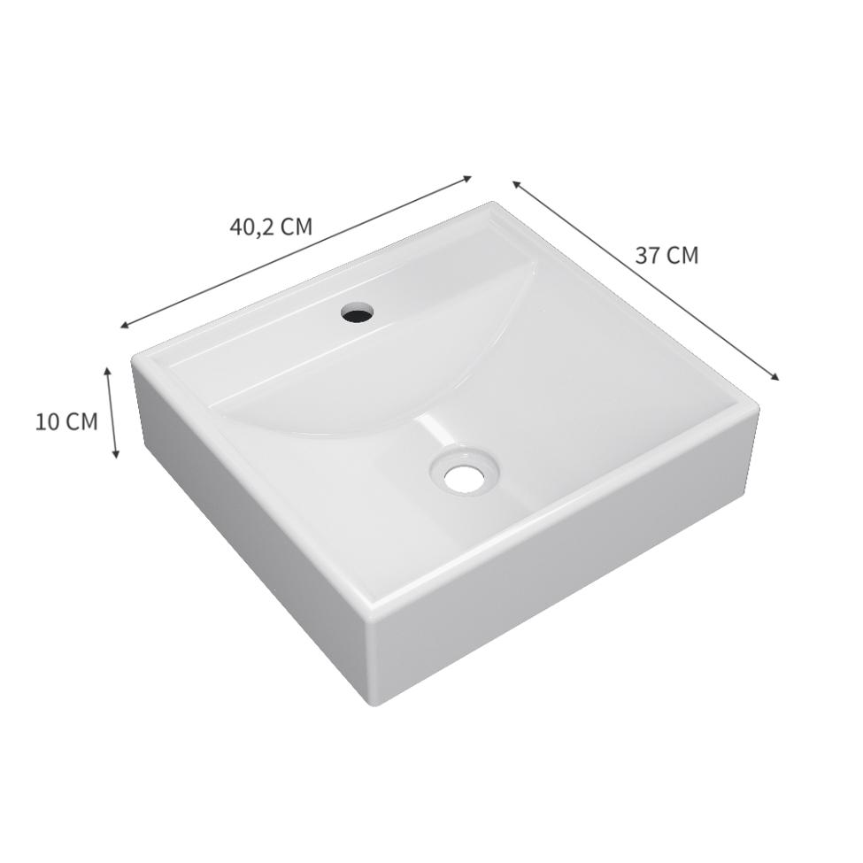 Conjunto de Gabinete de Banheiro com Cuba Q39 e Espelheira Wood 2 PT 1 GV Branco e Carvalho