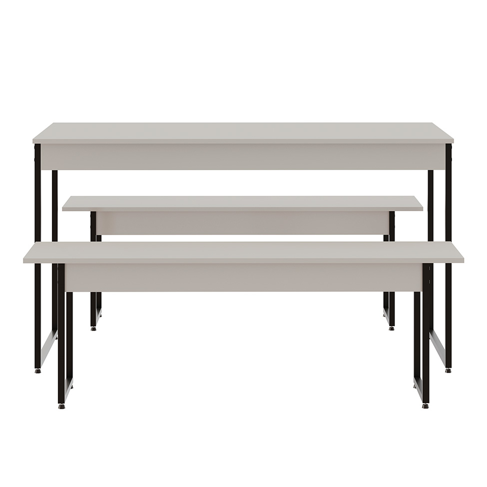 Conjunto de Mesa de Jantar com 2 Bancos Studio Branco e Preto