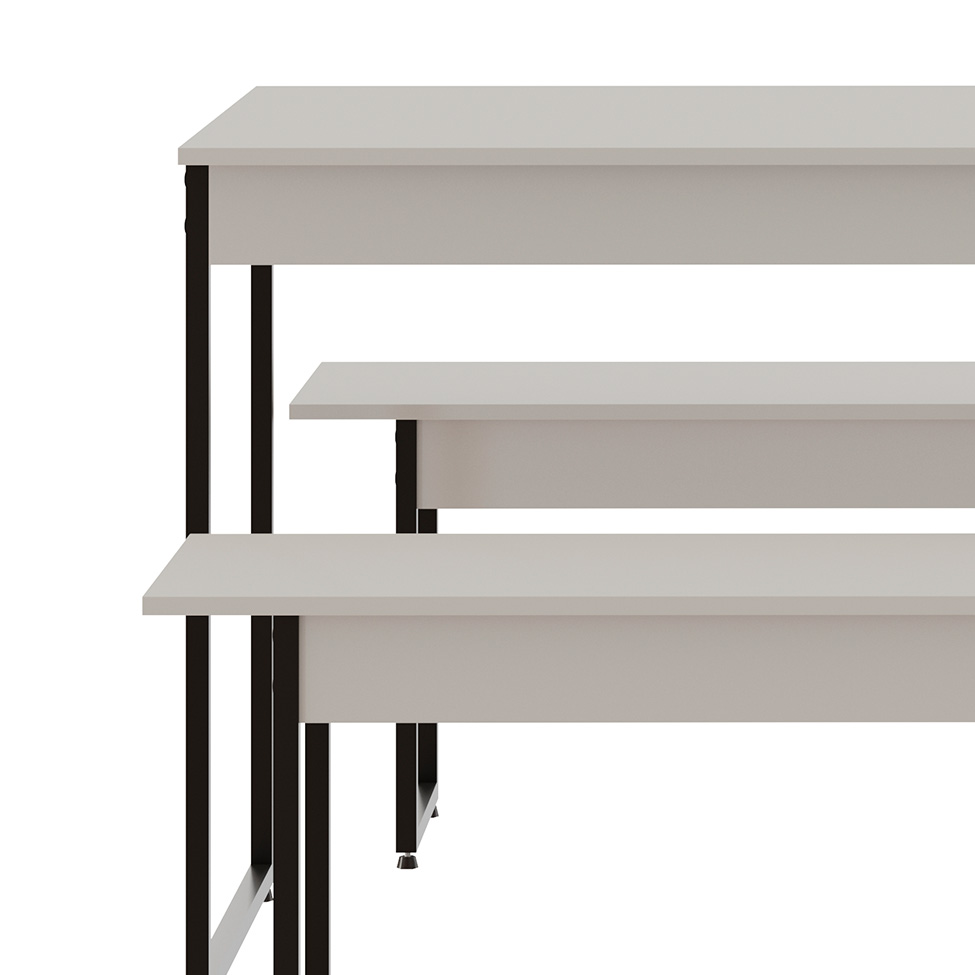 Conjunto de Mesa de Jantar com 2 Bancos Studio Branco e Preto
