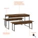 Conjunto de Mesa de Jantar com 2 Bancos Studio Carvalho Dark e Preto