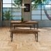 Conjunto de Mesa de Jantar com 2 Bancos Studio Carvalho Dark e Preto