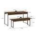 Conjunto de Mesa de Jantar com 2 Bancos Studio Carvalho Dark e Preto