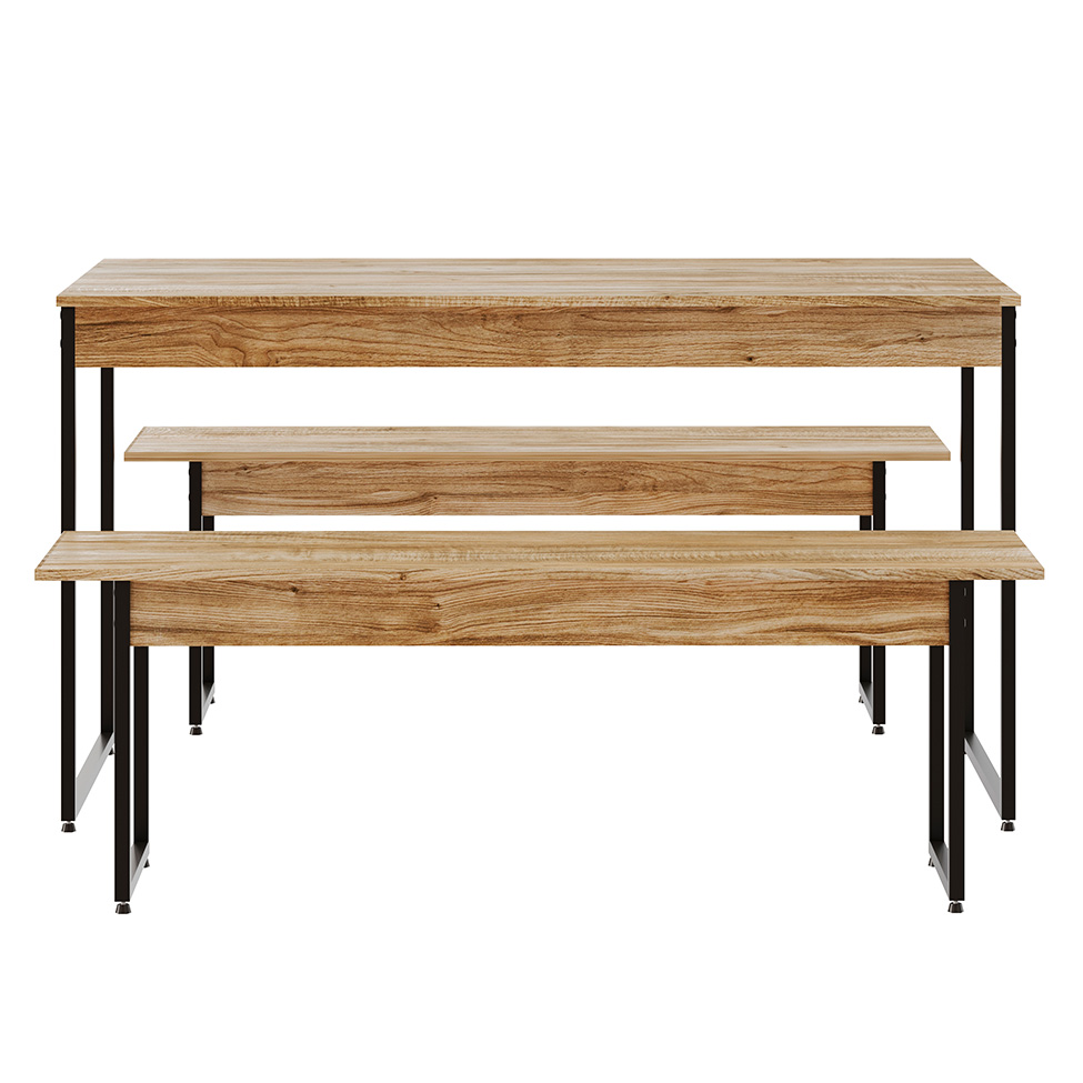 Conjunto de Mesa de Jantar com 2 Bancos Studio Carvalho e Preto
