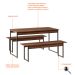 Conjunto de Mesa de Jantar com 2 Bancos Studio Nogal e Preto