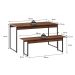 Conjunto de Mesa de Jantar com 2 Bancos Studio Nogal e Preto