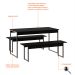 Conjunto de Mesa de Jantar com 2 Bancos Studio Preto