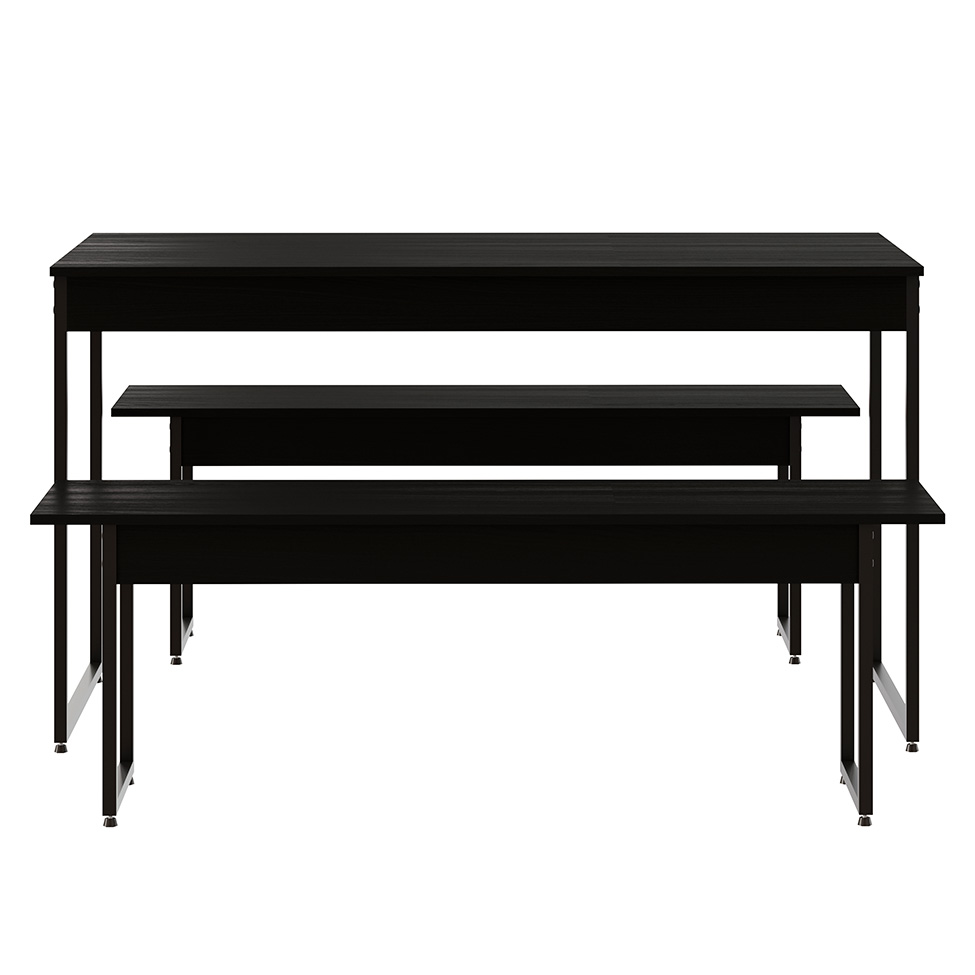 Conjunto de Mesa de Jantar com 2 Bancos Studio Preto