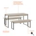 Conjunto de Mesa de Jantar com 2 Bancos Studio Snow e Preto