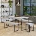 Conjunto de Mesa de Jantar com 2 Bancos e 2 Banquetas Studio Branco Chess e Preto