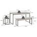 Conjunto de Mesa de Jantar com 2 Bancos e 2 Banquetas Studio Branco Chess e Preto