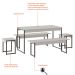 Conjunto de Mesa de Jantar com 2 Bancos e 2 Banquetas Studio Branco Chess e Preto