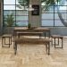 Conjunto de Mesa de Jantar com 2 Bancos e 2 Banquetas Studio Carvalho Dark e Preto