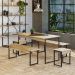 Conjunto de Mesa de Jantar com 2 Bancos e 2 Banquetas Studio Carvalho e Preto