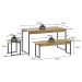 Conjunto de Mesa de Jantar com 2 Bancos e 2 Banquetas Studio Carvalho e Preto
