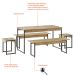 Conjunto de Mesa de Jantar com 2 Bancos e 2 Banquetas Studio Carvalho e Preto