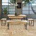 Conjunto de Mesa de Jantar com 2 Bancos e 2 Banquetas Studio Carvalho e Preto