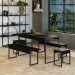 Conjunto de Mesa de Jantar com 2 Bancos e 2 Banquetas Studio Preto