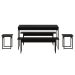 Conjunto de Mesa de Jantar com 2 Bancos e 2 Banquetas Studio Preto
