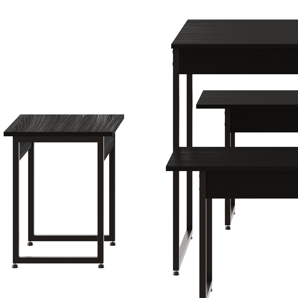Conjunto de Mesa de Jantar com 2 Bancos e 2 Banquetas Studio Preto