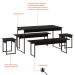 Conjunto de Mesa de Jantar com 2 Bancos e 2 Banquetas Studio Preto