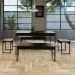 Conjunto de Mesa de Jantar com 2 Bancos e 2 Banquetas Studio Preto