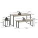 Conjunto de Mesa de Jantar com 2 Bancos e 2 Banquetas Studio Snow e Preto