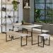 Conjunto de Mesa de Jantar com 2 Bancos e 2 Banquetas Studio Snow e Preto