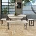 Conjunto de Mesa de Jantar com 2 Bancos e 2 Banquetas Studio Snow e Preto