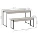 Conjunto de Mesa de Jantar com Banco Studio Branco Chess e Preto